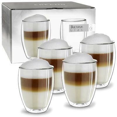 Creano Set van 4 grote dubbelwandige thermoglazen van borosilicaatglas, 250 ml Creano Set van 4 grote dubbelwandige thermoglazen van borosilicaatglas, 250 ml