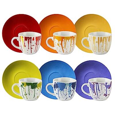 Excelsa Dripping Set van 6 koffiekopjes, porselein Excelsa Dripping Set van 6 koffiekopjes, porselein