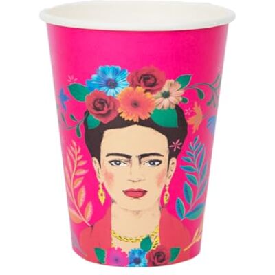 Talking Tables Frida Kahlo 8 stuks papieren bekers (340 ml) recyclebaar en plasticvrij voor zomer, verjaardag, barbecue, feest, 8 stuks Talking Tables Frida Kahlo 8 stuks papieren bekers (340 ml) recyclebaar en plasticvrij voor zomer, verjaardag, barbecue, feest, 8 stuks