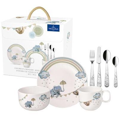Villeroy & Boch Boho kids "Walk like an olifant" kinderserviesset, 7-delig, premium porselein, roestvrij staal, vaatwasmachinebestendig, magnetronbestendig Villeroy & Boch Boho kids "Walk like an olifant" kinderserviesset, 7-delig, premium porselein, roestvrij staal, vaatwasmachinebestendig, magnetronbestendig