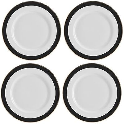Mikasa Luxe Deco dinerborden in China, set van 4 grote Art Deco gestreepte borden, 27 cm, luxe dinerborden voor 4 personen, geschenkverpakking en vaatwasmachinebestendig Mikasa Luxe Deco dinerborden in China, set van 4 grote Art Deco gestreepte borden, 27 cm, luxe dinerborden voor 4 personen, geschenkverpakking en vaatwasmachinebestendig