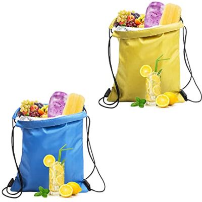 BEIIEB 2 stuks waterdichte koeltassen, opvouwbaar, aluminium, koeltas, lunchtas, werk, school, reizen, hemelsblauw, geel BEIIEB 2 stuks waterdichte koeltassen, opvouwbaar, aluminium, koeltas, lunchtas, werk, school, reizen, hemelsblauw, geel