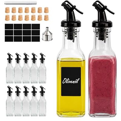 Relaxdays Glazen flessen, 12 stuks, 150 ml, schenktuit, transparant kurkstop, etiketten, olie/azijn Relaxdays Glazen flessen, 12 stuks, 150 ml, schenktuit, transparant kurkstop, etiketten, olie/azijn