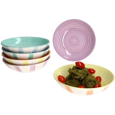 MamboCat Beach Pastello Stripes Set van 6 soepborden van aardewerk met pastelstrepen voor 6 personen 600 ml MamboCat Beach Pastello Stripes Set van 6 soepborden van aardewerk met pastelstrepen voor 6 personen 600 ml