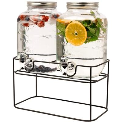 Cookinglife Drankdispenser 2 x 4 liter glazen kraan houder water sap cocktail koude feesten Cookinglife Drankdispenser 2 x 4 liter glazen kraan houder water sap cocktail koude feesten