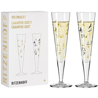 RITZENHOFF Goldnacht Duett 6261001 champagneglazen, 200 ml, gemaakt in Duitsland RITZENHOFF Goldnacht Duett 6261001 champagneglazen, 200 ml, gemaakt in Duitsland
