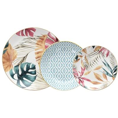 Tognana Tropical Rosè, 18-delige bordenset, porselein, meerkleurig Tognana Tropical Rosè, 18-delige bordenset, porselein, meerkleurig