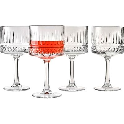 Pasabahce Set van 4 premium vintage extra grote glazen exclusief Gin, margarita, wijn, cocktail, champagne Crystal Design 480 ml Pasabahce Set van 4 premium vintage extra grote glazen exclusief Gin, margarita, wijn, cocktail, champagne Crystal Design 480 ml