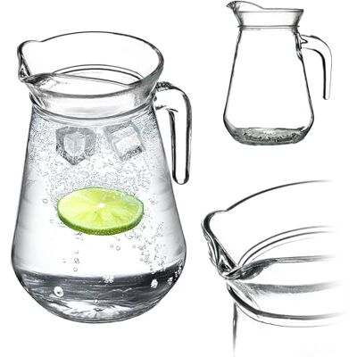 KADAX Robuuste glazen kan 1,3 liter met schenktuit en praktische handgreep, glazen karaf voor koude dranken, sap, melk, ijsthee, transparant (beer) KADAX Robuuste glazen kan 1,3 liter met schenktuit en praktische handgreep, glazen karaf voor koude dranken, sap, melk, ijsthee, transparant (beer)