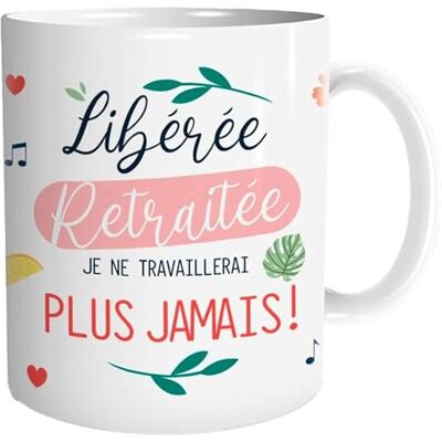 STC Mok (Mug) Gedrukt "Vrijgepensioneerd Ik Zal Nooit meer werken" / Afmetingen: 11,5 x 8 x 9,5 cm STC Mok (Mug) Gedrukt "Vrijgepensioneerd Ik Zal Nooit meer werken" / Afmetingen: 11,5 x 8 x 9,5 cm