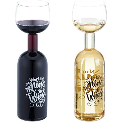 Relaxdays XL glazen wijnfles met spreuk, grappig cadeau voor wijnliefhebbers, 750 ml, transparant Relaxdays XL glazen wijnfles met spreuk, grappig cadeau voor wijnliefhebbers, 750 ml, transparant
