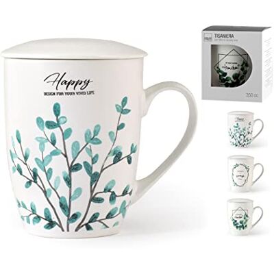 H&H Botanische theepot met filter New Bone China H&H Botanische theepot met filter New Bone China