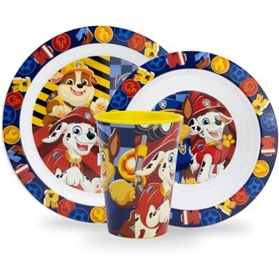 Sorrisini Kinderserviesset, herbruikbaar kinderservies, kinderservies en magnetronbestendig, kindertafelset, bord en kom, mok 260 ml, Paw Patrol Sorrisini Kinderserviesset, herbruikbaar kinderservies, kinderservies en magnetronbestendig, kindertafelset, bord en kom, mok 260 ml, Paw Patrol
