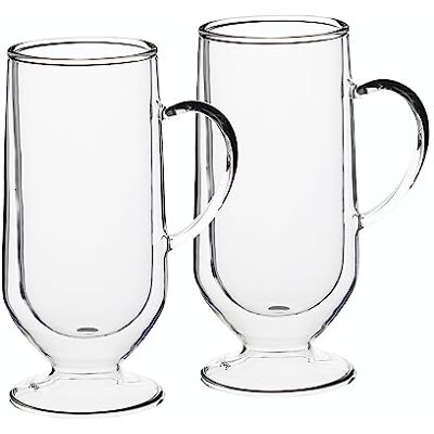 La Cafetière Set van 2 grote dubbelwandige Ierse koffieglazen La Cafetière Set van 2 grote dubbelwandige Ierse koffieglazen