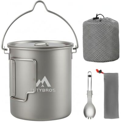 THTYBROS 750 ml titanium pot met titanium lepel vork solo camping beker hangende vork set THTYBROS 750 ml titanium pot met titanium lepel vork solo camping beker hangende vork set