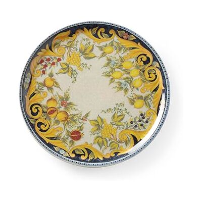 HENDI Pizzabord van porselein, barokstijl, vaatwasser- en magnetronbestendig, diameter 310 mm, geel/zwart HENDI Pizzabord van porselein, barokstijl, vaatwasser- en magnetronbestendig, diameter 310 mm, geel/zwart