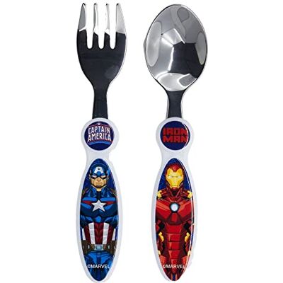 Stor 2-delige kinderbestekset van roestvrij staal bestaande uit Los Avengers vork en lepel Marvel Stor 2-delige kinderbestekset van roestvrij staal bestaande uit Los Avengers vork en lepel Marvel