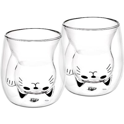 GRÄWE Set van 2 dubbelwandige thermoglazen, 190 ml, kattenmotief GRÄWE Set van 2 dubbelwandige thermoglazen, 190 ml, kattenmotief