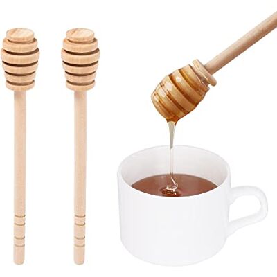 DESIOLE Set van 2 houten honingdips van 15,2 cm Twee dips van 15,2 cm voor keuken en tafel; de lange handgrepen bereiken gemakkelijk de honingpotten DESIOLE Set van 2 houten honingdips van 15,2 cm Twee dips van 15,2 cm voor keuken en tafel; de lange handgrepen bereiken gemakkelijk de honingpotten