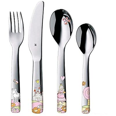 WMF Prinzessin Anneli Kinderbestek voor meisjes, 4-delig, Cromargan roestvrij staal, gepolijst, vaatwasmachinebestendig WMF Prinzessin Anneli Kinderbestek voor meisjes, 4-delig, Cromargan roestvrij staal, gepolijst, vaatwasmachinebestendig