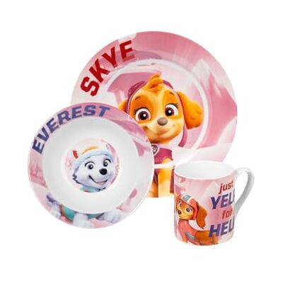 United Paw Patrol Ontbijtset voor kinderen, 3 borden, kom en mok van porselein United Paw Patrol Ontbijtset voor kinderen, 3 borden, kom en mok van porselein