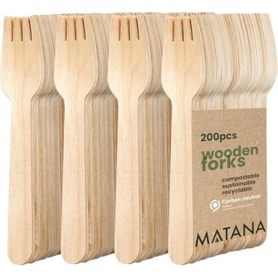 MATANA 200 hoogwaardige milieuvriendelijke houten vorken biologisch afbreekbaar MATANA 200 hoogwaardige milieuvriendelijke houten vorken biologisch afbreekbaar