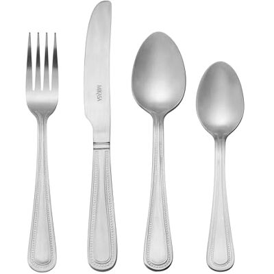 Mikasa Portobello 16-delig bestekset van roestvrij staal voor 4 personen, inclusief 4 messen, 4 vorken, 4 dessertlepels en 4 koffielepels, vaatwasmachinebestendig Mikasa Portobello 16-delig bestekset van roestvrij staal voor 4 personen, inclusief 4 messen, 4 vorken, 4 dessertlepels en 4 koffielepels, vaatwasmachinebestendig