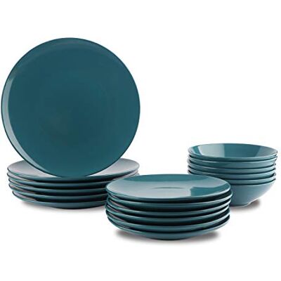 Amazon Basics 18-delig tafelservies van aardewerk, voor 6 personen, donkerblauw, blauw Amazon Basics 18-delig tafelservies van aardewerk, voor 6 personen, donkerblauw, blauw