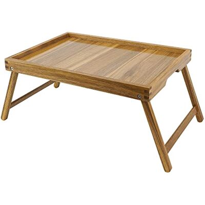 VaeFae Beddienblad van acacia, houten ontbijtdienblad met inklapbare poten, voor eten en laptop VaeFae Beddienblad van acacia, houten ontbijtdienblad met inklapbare poten, voor eten en laptop