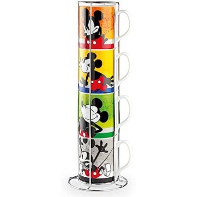 Egan Set van 4 Mickey I Am + Metalrack ML. 350 PWM21I/4AM stapelbare kopjes Egan Set van 4 Mickey I Am + Metalrack ML. 350 PWM21I/4AM stapelbare kopjes