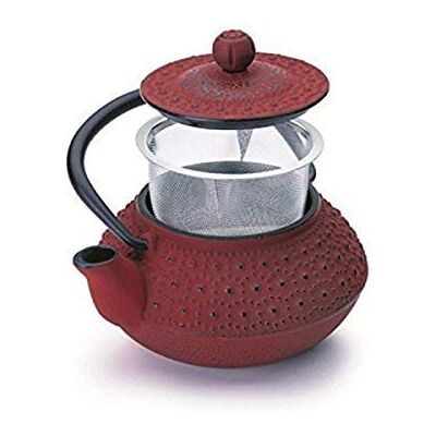 IBILI 622603 Oriental Hanoi theepot met gietijzeren filter, rood/zwart, 18 x 18 x 10 cm, 0,3 l IBILI 622603 Oriental Hanoi theepot met gietijzeren filter, rood/zwart, 18 x 18 x 10 cm, 0,3 l