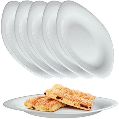 KADAX Set van 6 witte dessertborden moderne versterkte glazen borden voor ontbijt KADAX Set van 6 witte dessertborden moderne versterkte glazen borden voor ontbijt