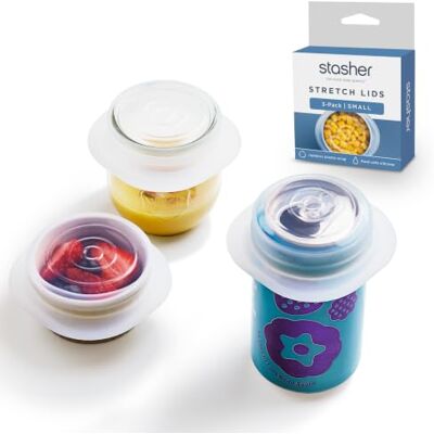 Stasher Set van 3 herbruikbare rekbare deksels van hoogwaardige siliconen, kleine transparante deksels van 6,3 cm, luchtdichte sluiting, BPA-vrij, lekvrij, geschikt voor Stasher Set van 3 herbruikbare rekbare deksels van hoogwaardige siliconen, kleine transparante deksels van 6,3 cm, luchtdichte sluiting, BPA-vrij, lekvrij, geschikt voor