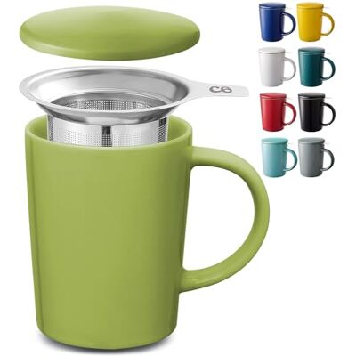 Cosumy Theemok met theezeef en deksel, 400 ml, groot, keramiek, blijft lang warm (matcha-groen) Cosumy Theemok met theezeef en deksel, 400 ml, groot, keramiek, blijft lang warm (matcha-groen)