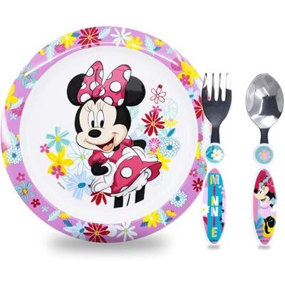 Sorrisini Kinderserviesset, herbruikbaar servies voor kinderen, placemat voor kinderen, roestvrijstalen borden en bestek, kinderservies, Minnie Mouse Sorrisini Kinderserviesset, herbruikbaar servies voor kinderen, placemat voor kinderen, roestvrijstalen borden en bestek, kinderservies, Minnie Mouse