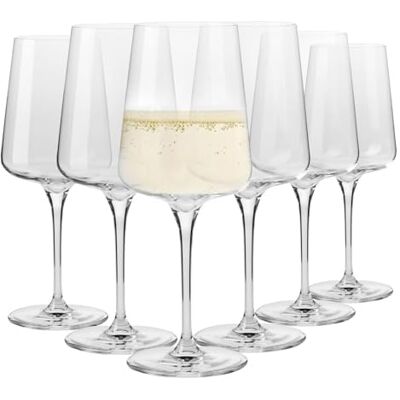 Krosno Wit- en champagnewijnglazen, 6-delige set, stijlvol, kristalglas, loodvrij glas, ideaal voor thuis, restaurant en feest, vaatwasmachinebestendig Krosno Wit- en champagnewijnglazen, 6-delige set, stijlvol, kristalglas, loodvrij glas, ideaal voor thuis, restaurant en feest, vaatwasmachinebestendig