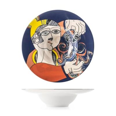 H&H Set van 6 pastaborden Pablo van versierd Stoneware Elegante borden van 28 cm, vaatwasser- en magnetronbestendig Design geïnspireerd door Pablo Picasso H&H Set van 6 pastaborden Pablo van versierd Stoneware Elegante borden van 28 cm, vaatwasser- en magnetronbestendig Design geïnspireerd door Pablo Picasso