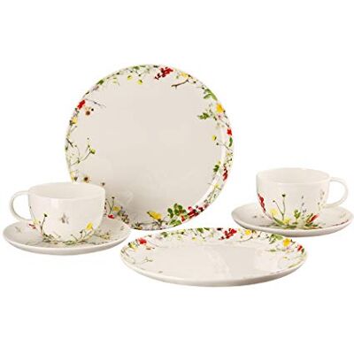 Rosenthal Brillance Wilde bloemen, set van 6 kopjes en snijborden Rosenthal Brillance Wilde bloemen, set van 6 kopjes en snijborden