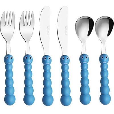 Exzact 6 kinderbestek van roestvrij staal 2 x dinermes, 2 x dinervork, 2 x diner (6 x chenille) Exzact 6 kinderbestek van roestvrij staal 2 x dinermes, 2 x dinervork, 2 x diner (6 x chenille)