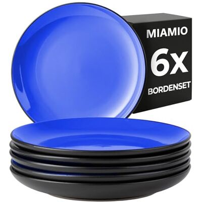 MIAMIO Bordenset 6 x keramiek aardewerk voor de tafel Le Papillon collectie (blauw, 21 cm) MIAMIO Bordenset 6 x keramiek aardewerk voor de tafel Le Papillon collectie (blauw, 21 cm)