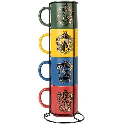 Grupo Erik Set van 4 Harry Potter mokken met standaard, 300 ml Harry Potter mokken cadeau Grupo Erik Set van 4 Harry Potter mokken met standaard, 300 ml Harry Potter mokken cadeau
