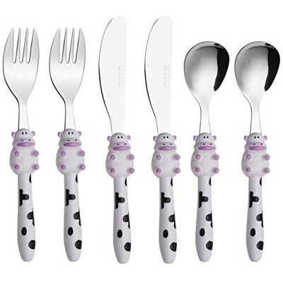 Exzact Kinderbestek 6-delig – 2 x mes, 2 x dinervork, 2 x diner (koe x 6) Exzact Kinderbestek 6-delig – 2 x mes, 2 x dinervork, 2 x diner (koe x 6)