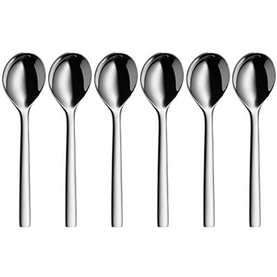 WMF Nuova Suppenlöffel Set van 6 haarvormen 17 cm Müslilöffel, Kinderopener, Cromargan roestvrij staal, gepolijst, vaatwasmachinebestendig WMF Nuova Suppenlöffel Set van 6 haarvormen 17 cm Müslilöffel, Kinderopener, Cromargan roestvrij staal, gepolijst, vaatwasmachinebestendig