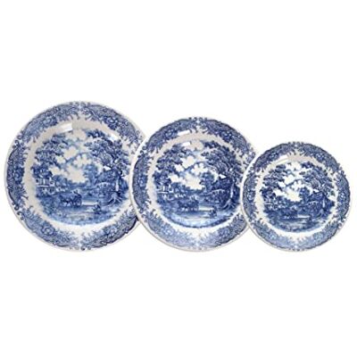 Tognana Old England Servies voor 6 personen, 18-delig, Stoneware, wit en blauw Tognana Old England Servies voor 6 personen, 18-delig, Stoneware, wit en blauw