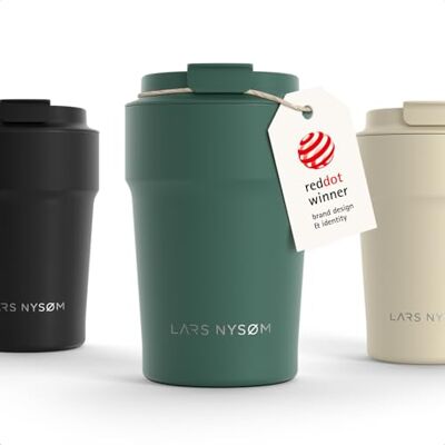 LARS NYSØM Thermo Coffee Mug-to-go 380 ml 0,38 liter reisbeker met isolatie siliconen basis waterdichte roestvrijstalen thermische mok voor koffie of thee (Pine Green poeder, 380 ml) LARS NYSØM Thermo Coffee Mug-to-go 380 ml 0,38 liter reisbeker met isolatie siliconen basis waterdichte roestvrijstalen thermische mok voor koffie of thee (Pine Green poeder, 380 ml)