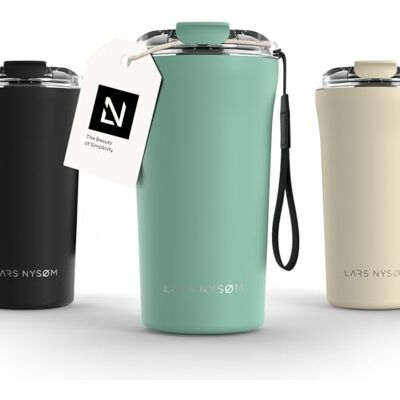 LARS NYSØM Cafe to-go Thermosbeker met riem en deksel van Tritan, 500 ml, reisbeker 0,5 liter met isolatie, waterdichte thermobeker van roestvrij staal (Aqua turquoise, 500 ml) Mug Isotherme Cafe to-go avec Sangle et Couvercle en Tritan Chaude 4h et Fro LARS NYSØM Cafe to-go Thermosbeker met riem en deksel van Tritan, 500 ml, reisbeker 0,5 liter met isolatie, waterdichte thermobeker van roestvrij staal (Aqua turquoise, 500 ml) Mug Isotherme Cafe to-go avec Sangle et Couvercle en Tritan Chaude 4h et Fro