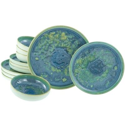 Creatable , 22446 Serie Yuki 12-delig tafelservies voor 4 personen, borden van aardewerk, vaatwasser- en magnetronbestendig, gemaakt in Portugal Creatable , 22446 Serie Yuki 12-delig tafelservies voor 4 personen, borden van aardewerk, vaatwasser- en magnetronbestendig, gemaakt in Portugal