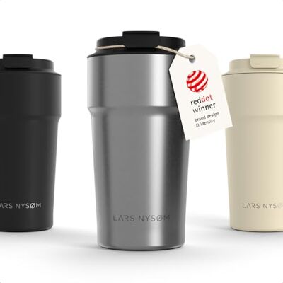 LARS NYSØM Thermo Coffee Mug-to-go 500 ml 0,5 liter reisbeker met isolatie siliconen basis Waterdichte roestvrijstalen thermische mok voor koffie of thee (Stainless Steel Powder, 500 ml) LARS NYSØM Thermo Coffee Mug-to-go 500 ml 0,5 liter reisbeker met isolatie siliconen basis Waterdichte roestvrijstalen thermische mok voor koffie of thee (Stainless Steel Powder, 500 ml)