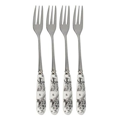 V&A V andA Alice in Wonderland dessertvork van roestvrij staal met decoratieve handgrepen, porselein, wit, 15,5 cm V&A V andA Alice in Wonderland dessertvork van roestvrij staal met decoratieve handgrepen, porselein, wit, 15,5 cm