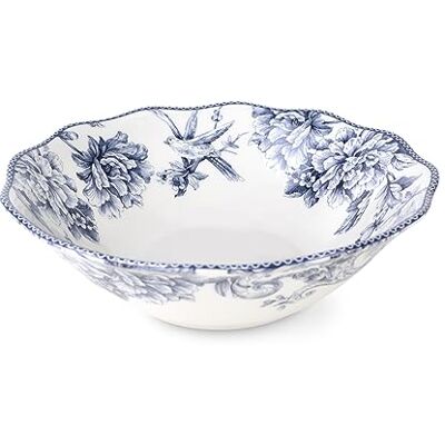 H&H Kensington Saladeschaal van porselein, blauw en wit, 25,5 cm, Engelse stijl H&H Kensington Saladeschaal van porselein, blauw en wit, 25,5 cm, Engelse stijl